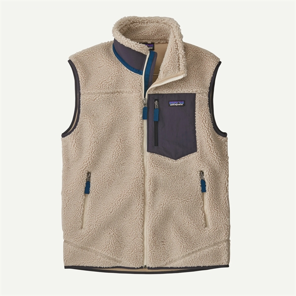 Patagonia Mens Classic Retro-X Vest - Natural w/Smolder Blue